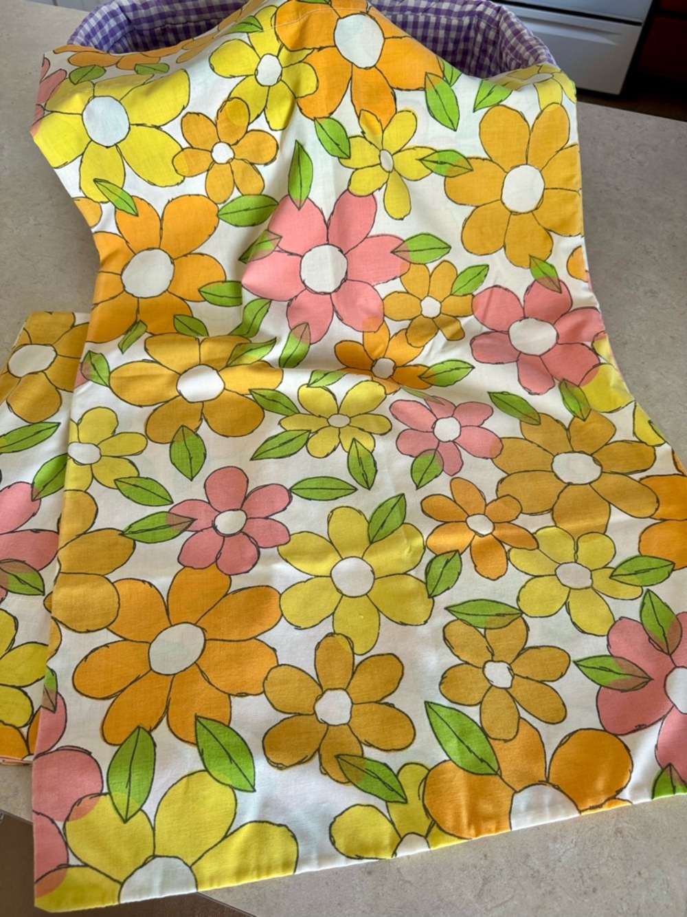 2x Vintage Cannon Featherlite Floral Pillowcases Mod 1960s Mid Century Muslin - Picture 4 of 5